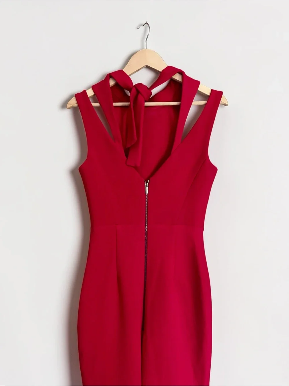 Rebecca Vallance Red Mermaid Gown Halter Formal Maxi Dress Size 4 - Picture 11 of 14